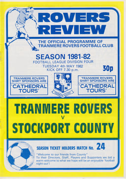 Tranmere Rovers v Stockport County Match Programme 1982-05-04